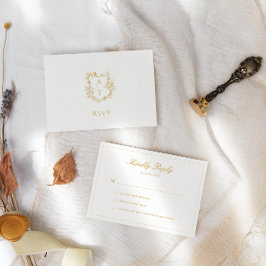 Bröllop Guld Skript Vapen Monogram RSVP-kort Inbjudningar