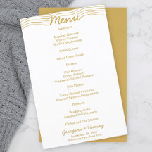 Bröllop Guld White Vågigt Linjer-minimalistmeny