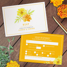 Bröllop gult marigold-blommor hand vattenfärg