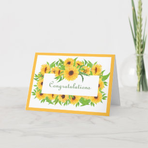 Bröllop Gult Sunblommor Grattiss Card Kort