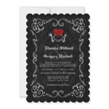 Bröllop Halloween Skeletons & Hjärtinbjudan