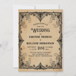 bröllop Halloween vintage  horror Gothic Ram coola Inbjudningar