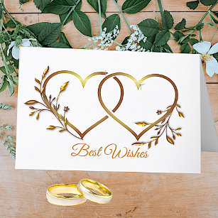 Bröllop-hälsningskort för Blommigt i guld Kort