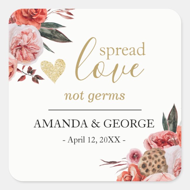 Bröllop Handdesinfektionsmedel etiketter blomster  (Framsida)