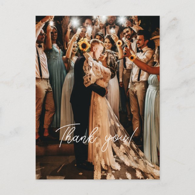 Bröllop Handskriftlig tack för 1 foto Vykort (Framsida)