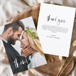 Bröllop Handskriftlig Tack Photo Romantic<br><div class="desc">Tack för handskriften i bröllop. Kort med foto på framsidan och baksidan. Tack-korten innehåller en modern,  vit- och svart,  kursiv skripttypografi som är elegant,  enkel och modern till använda efter att du har minimalistisk enkel bröllopsdag firande.</div>