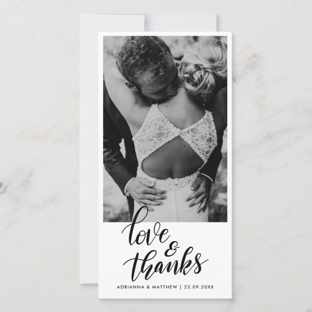 Bröllop Handskriven Kärlek Och Tacksamhet | Parfot Tack Kort (Framsida)