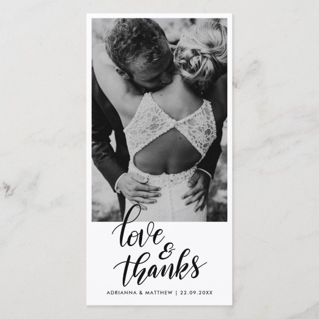Bröllop Handskriven Kärlek Och Tacksamhet | Parfot Tack Kort (Framsida)