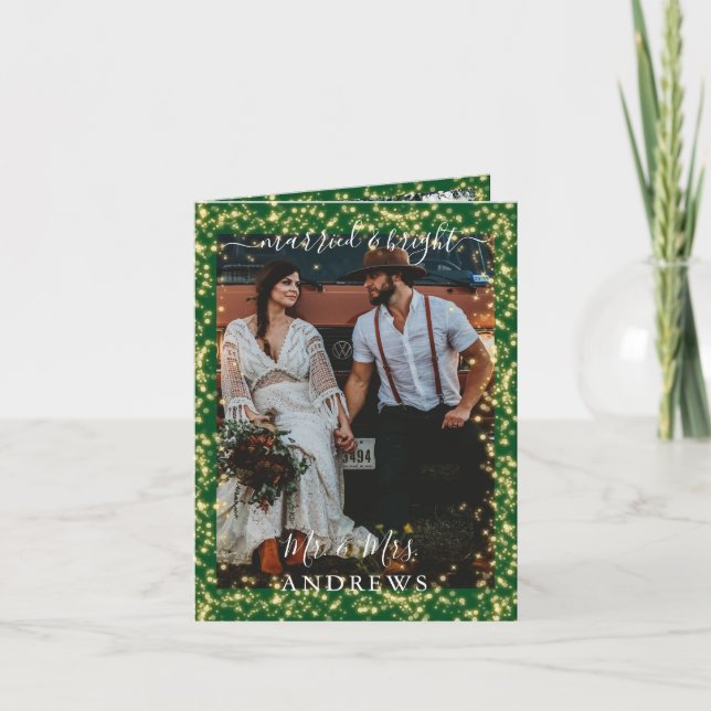 Bröllop handskriven, präglad och ljusa 3 foton än tack kort (Framsida)