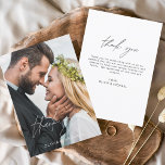 Bröllop handskriven Tack - minimalistisk fototyp<br><div class="desc">Handskriven Bröllop-tack-kort som har ett foto på framsidan och baksidan. Tack-korten innehåller en modern,  vit- och svart,  kursiv skripttypografi som är elegant,  enkel och modern till använda efter att du har minimalistisk enkel bröllopsdag firande.</div>