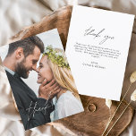 Bröllop Handskriven Tack Photo Elegant<br><div class="desc">Tack för handskriften i bröllop. Kort med foto på framsidan och baksidan. Tack-korten innehåller en modern,  vit- och svart,  kursiv skripttypografi som är elegant,  enkel och modern till använda efter att du har minimalistisk enkel bröllopsdag firande.</div>