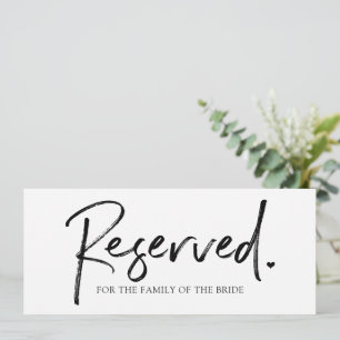 Bröllop Hanging Long Reserved Sign - Black