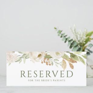 Bröllop Hanging Reserved Card Greenery Guld Inbjudningar