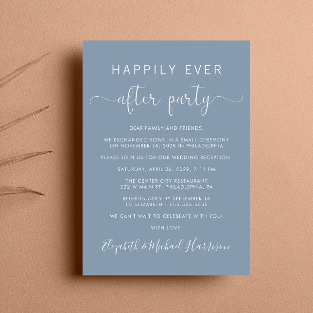 Bröllop har lyckligtvis alltid efter Dusty Blue Re Inbjudningar (From private vows to a grand party - invite family and friends to celebrate your marriage!)
