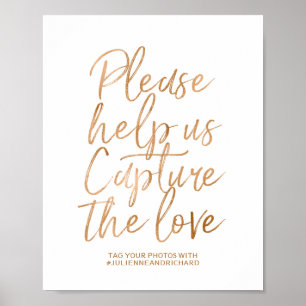 Bröllop Hashtag 8x10 Snyggt Ro Guld Poster