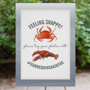 Bröllop Hashtag Feeling Snappy Watercolor Sign Poster