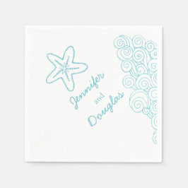 Bröllop havsstjärna, blåvit papper napkin pappersservett
