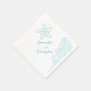Bröllop havsstjärna, blåvit papper napkin pappersservett