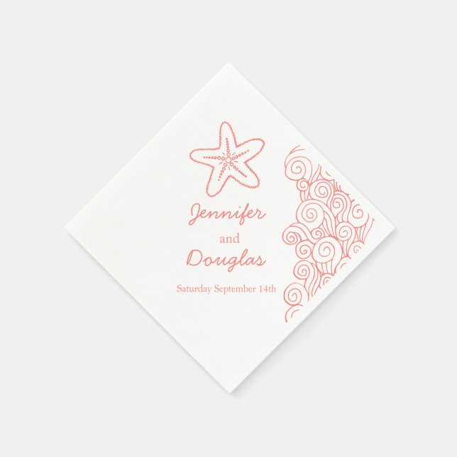 Bröllop havsstjärna, papper, rund pappersservett (Hörn)