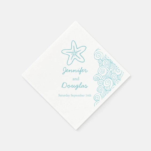 Bröllop havsstjärtsnäcka akvapa pappersservett (Hörn)