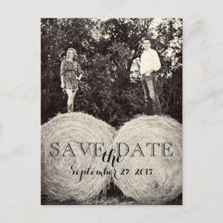 Bröllop Hay Bales Photo SPARA DATE Postcard Meddelande Vykort