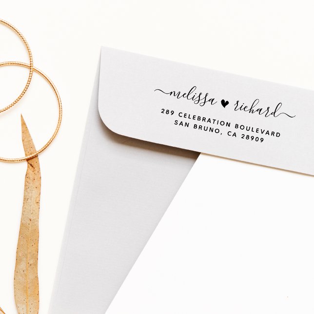 Bröllop Heart-skript Namn & Anpassningsbar Returad Självfärgande Stämpel (Skapare uppladdad)