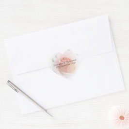 Bröllop Heart Sticker Peach Rosa Rosenknopp Hjärtformat Klistermärke