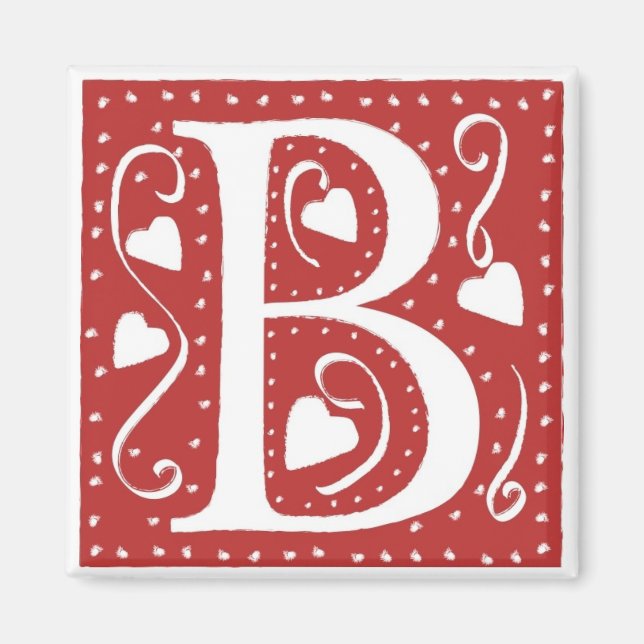 Bröllop Hearts Brev B Magnet (Framsidan)
