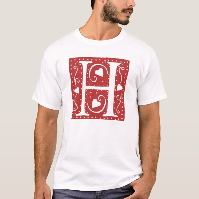 Bröllop Hearts Brev H T-shirt (Framsida)