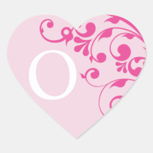 Bröllop Hearts Brev O Monogram Rosa Bröllop Hjärtformat Klistermärke