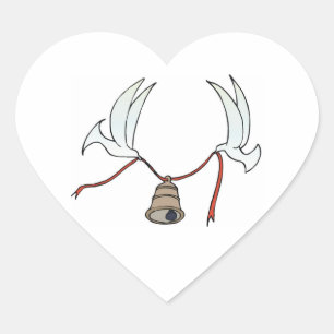 Bröllop Hearts Doves Carry Bröllop Bell Bröllop Hjärtformat Klistermärke