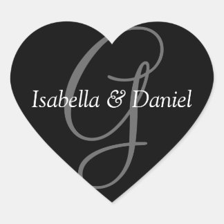 Bröllop Hearts Monogram Seal Bröllop Monogram Hjärtformat Klistermärke