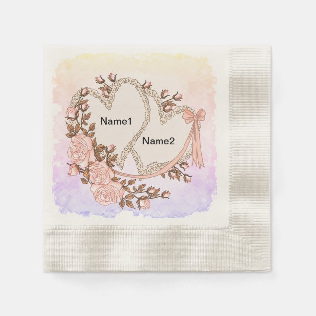 Bröllop Hearts napkins Pappersservett (Framsidan)