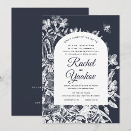 Bröllop Hebreiska Vintagen Blommigt Vita träsket Inbjudningar