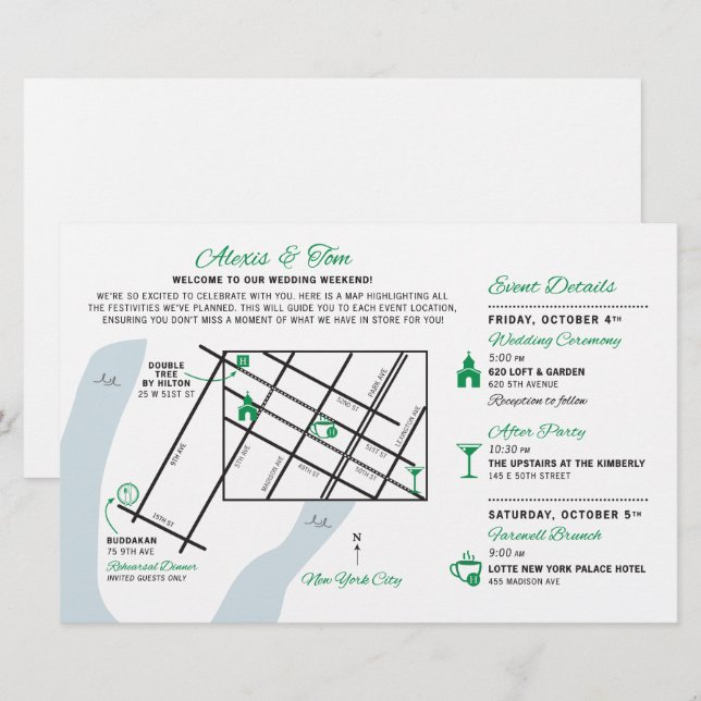 Bröllop Helg Välkommen Karta - ANPASSNINGSBARNA fö (Fram/baksida)