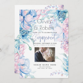 Bröllop | Himlar Blue och Bubblegum Rosa Peonies Inbjudningar