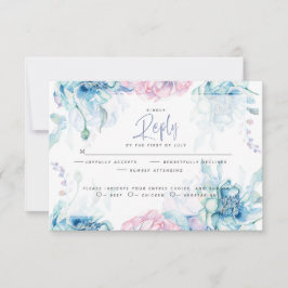 Bröllop | Himlar Blue och Bubblegum Rosa Peonies OSA Kort