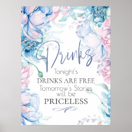 Bröllop | Himlar Blue och Bubblegum Rosa Peonies Poster