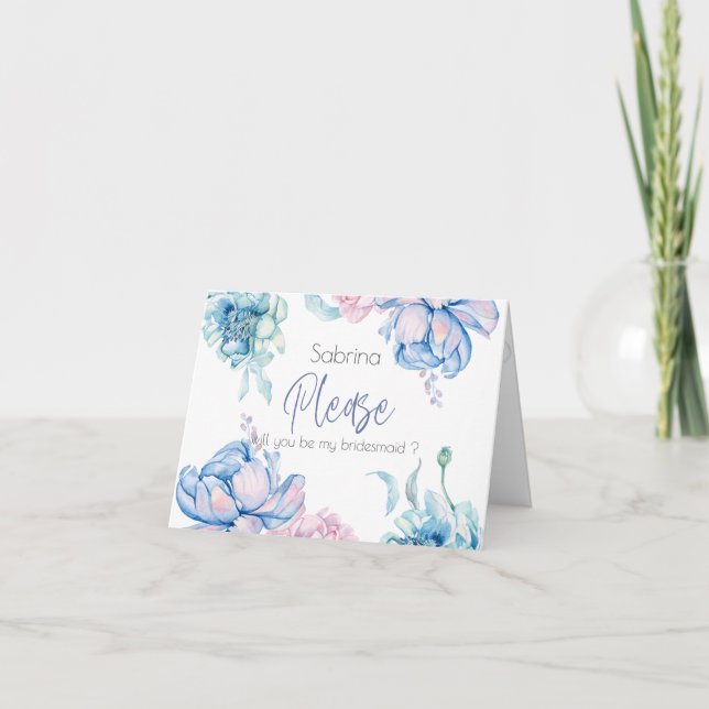 Bröllop| Himlar Blue och Bubblegum Rosa Peonies Tack Kort (Framsida)