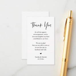 Bröllop hjärtligt tack, Black and White Tilläggskort