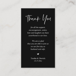 Bröllop hjärtligt tack, Black and White Tilläggskort