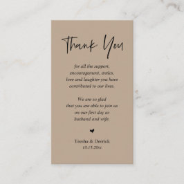Bröllop hjärtligt tack, Light Brown Kraft Tilläggskort
