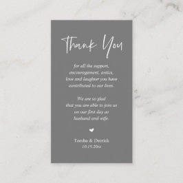 Bröllop hjärtligt tack, Pastel Modern Grått Tilläggskort