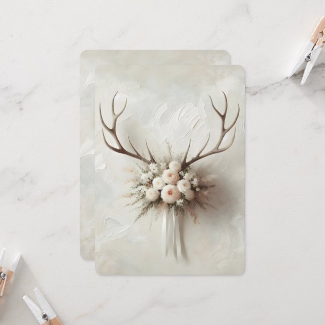 Bröllop Hjort Antlers med Möhippa Bouquet Inbjudningar (Fram/Back In Situ)