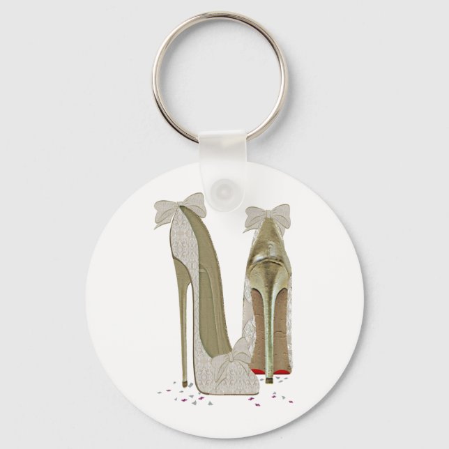 Bröllop Högklackar Art Nyckelring (Framsida)