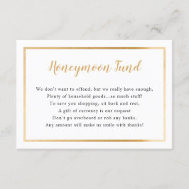Bröllop Honeymånkort | enkla guld ram Inbjudningar