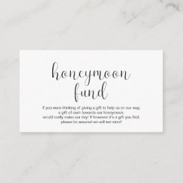 Bröllop Honeymoon-fond, minimal, svart typsnitt, Tilläggskort