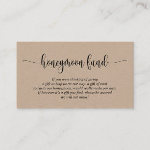 Bröllop Honeymoon Fund and Wish, Rustic Kraft Tilläggskort