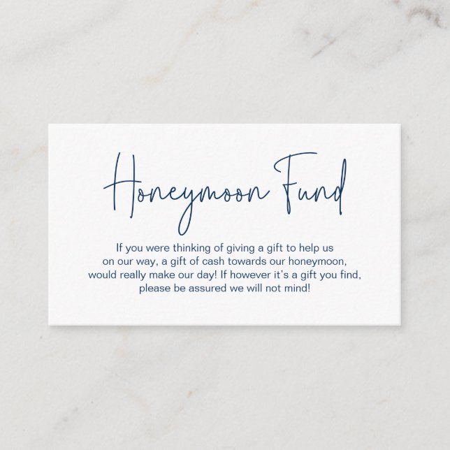 Bröllop Honeymoon Fund, Modern Handskriftlig skrif Tilläggskort (Framsida)