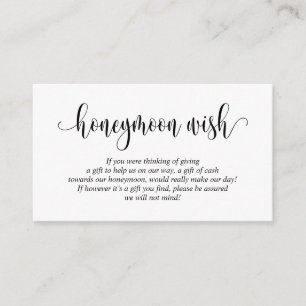 Bröllop Honeymoon Fund or Wish, Modern Script Tilläggskort